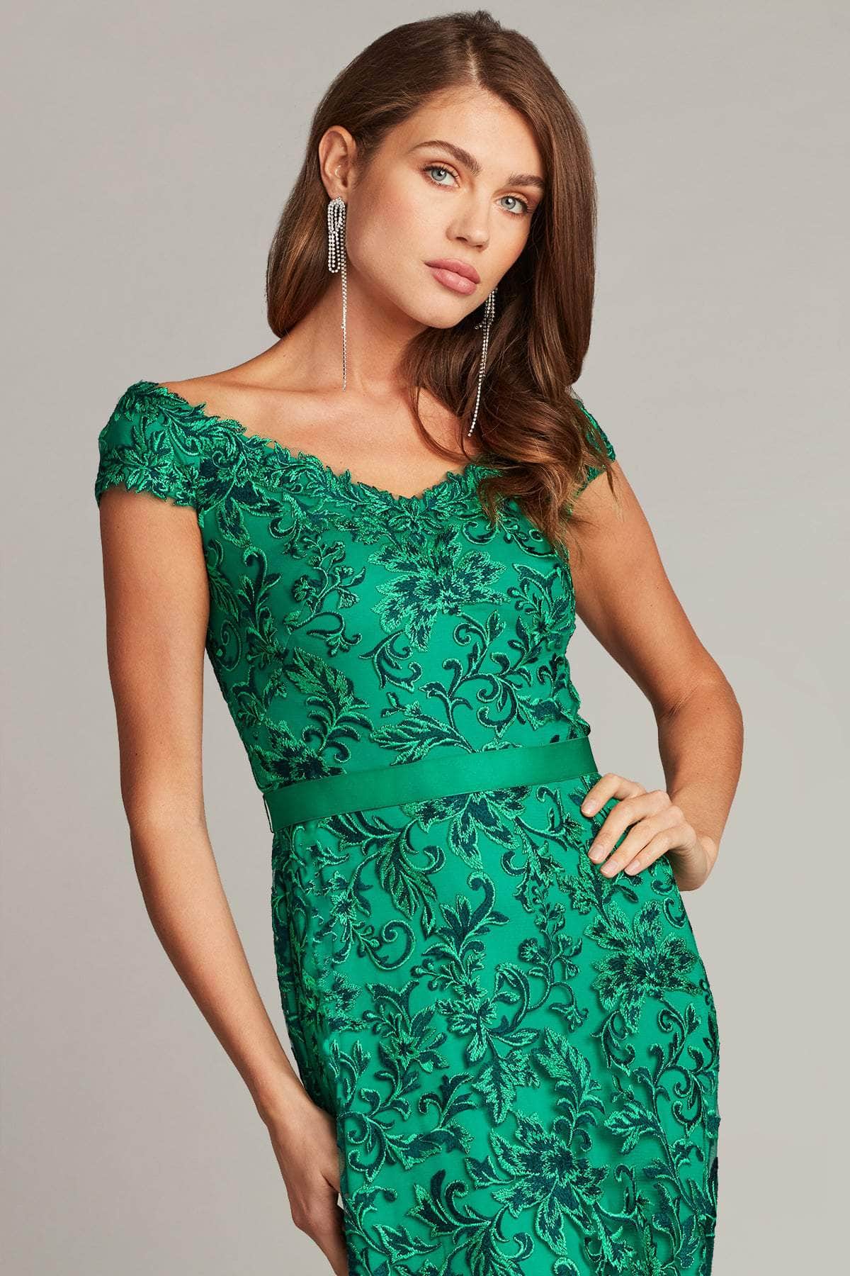 Tadashi Shoji BVZ19827L - Long Lace A-Line Dress - Lace, Embroidered, Mob, Back Zipper, Train ADASA Tadashi Shoji BVZ19827L - Long Lace A-Line Dress - Lace, Embroidered, Mob, Back Zipper, Train ADASA