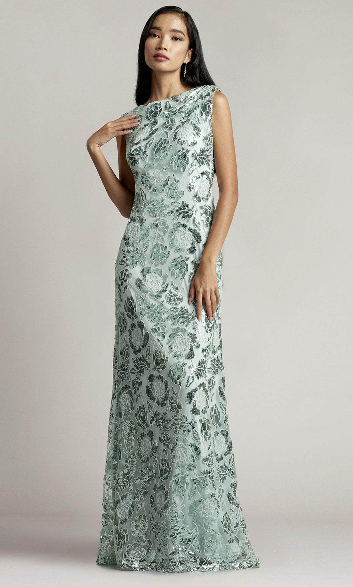 Tadashi Shoji CAI23097L - Floral Sequined Faux Wrap Dress Evening Dresses