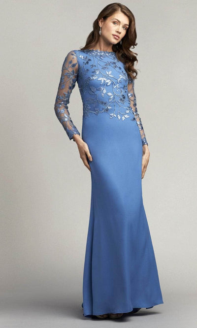 Tadashi Shoji CAJ16206LXY - Jewel Neck Embroidered Evening Gown Evening Dresses 0 / Cadet Blue