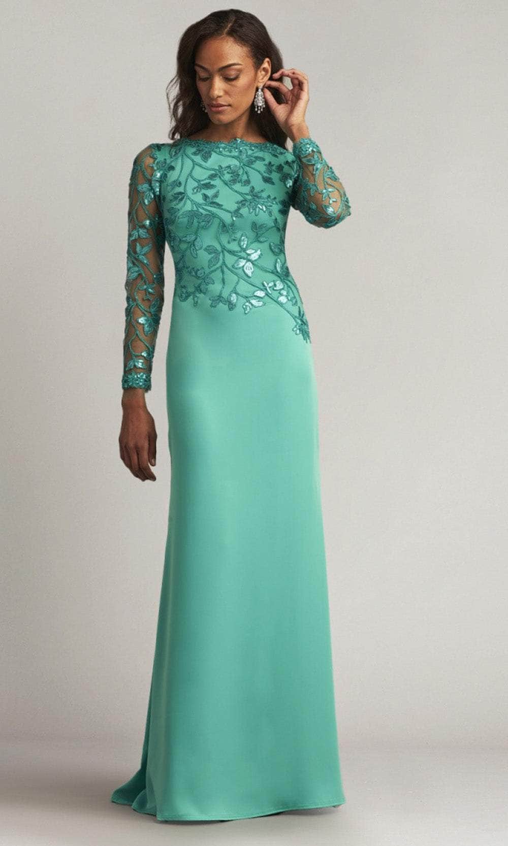 Tadashi Shoji CAJ16206LXY - Jewel Neck Embroidered Evening Gown Evening Dresses