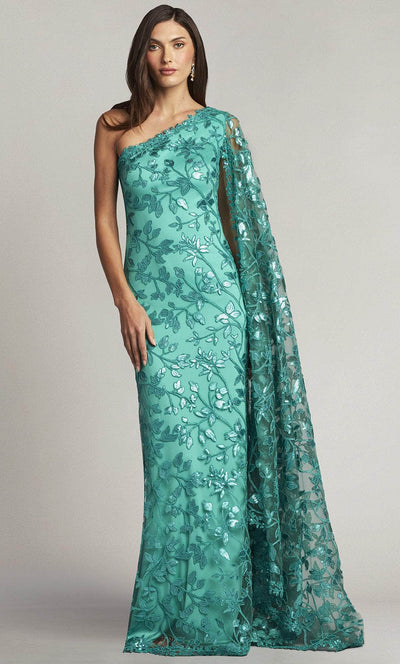 Tadashi Shoji CAJ23571L - Asymmetrical Neck Long Gown Evening Dresses 00 / Caribbean