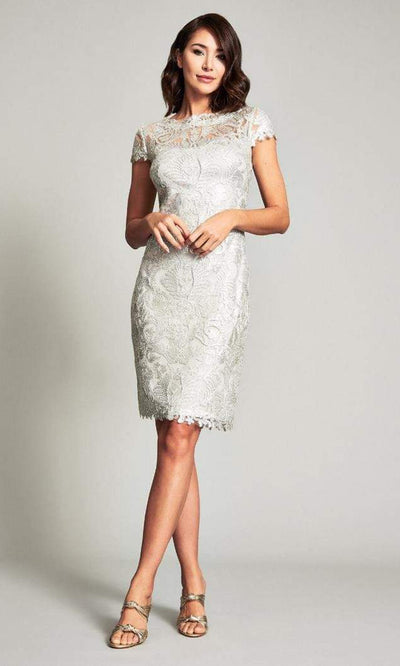 Tadashi Shoji - Cap Sleeve Embroidered Dress ATV1812M - 1 pc Silver In Size 8 Available CCSALE 8 / Silver