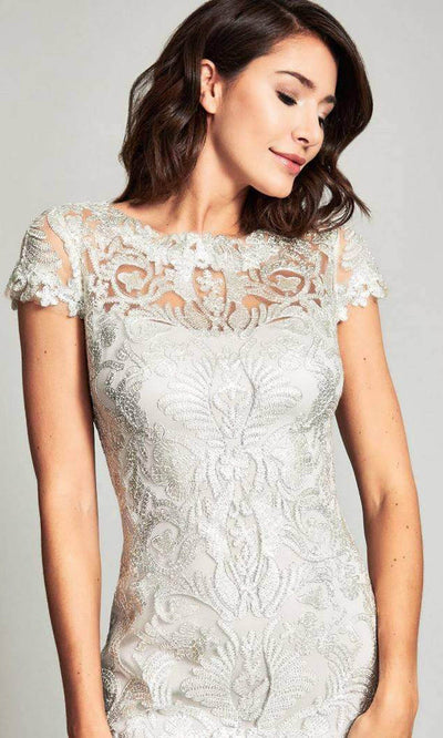 Tadashi Shoji - Cap Sleeve Embroidered Dress ATV1812M - 1 pc Silver In Size 8 Available CCSALE 8 / Silver