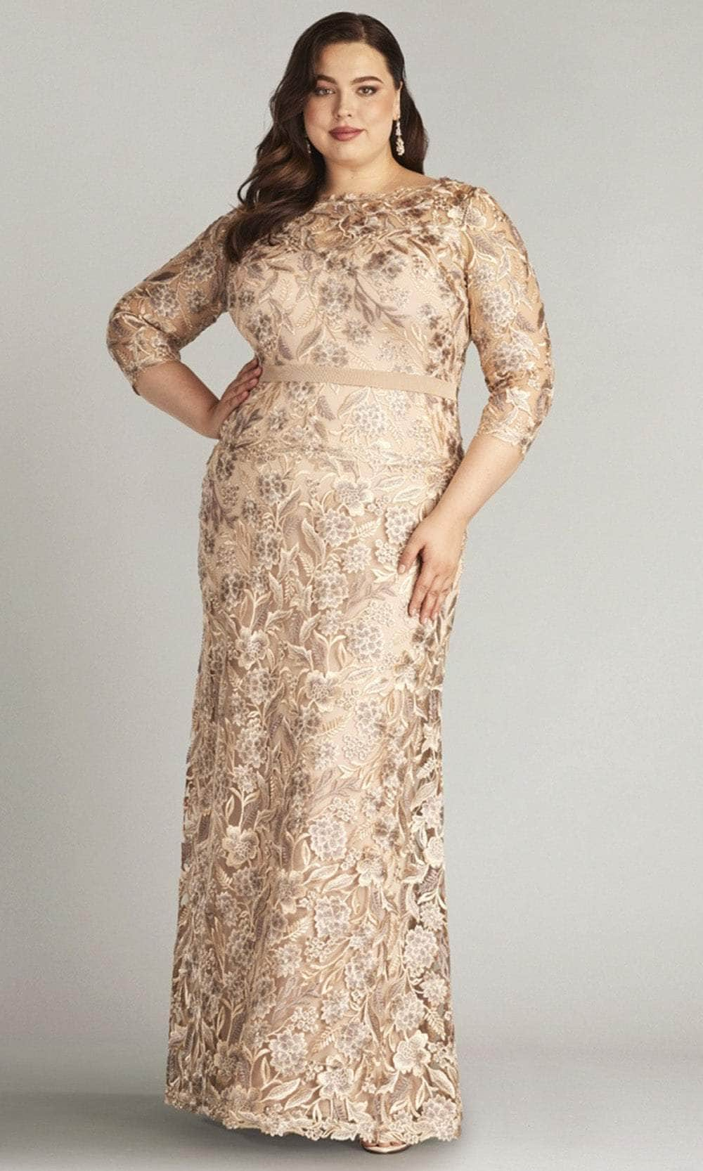 Tadashi Shoji CDP24130LQ - Quarter Sleeve Floral Formal Gown Moher of the Bride Dresses