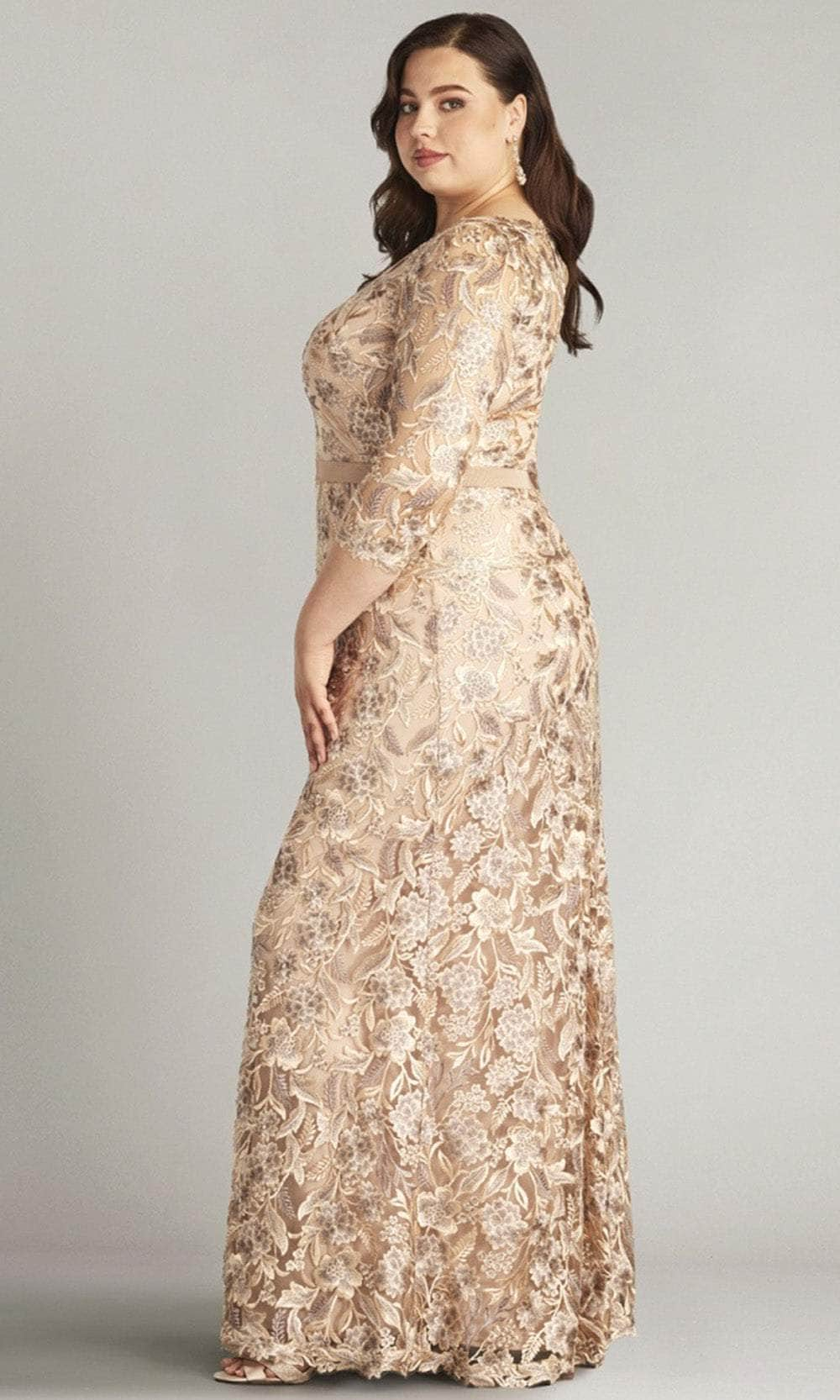 Tadashi Shoji CDP24130LQ - Quarter Sleeve Floral Formal Gown Moher of the Bride Dresses