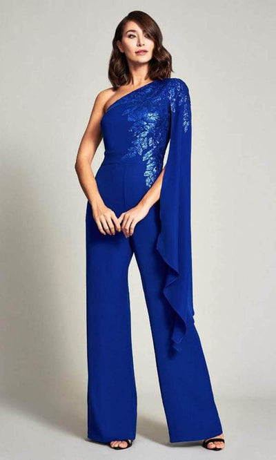 Tadashi Shoji - Columba One-Shoulder Sequin Crepe Jumpsuit BJX19571Y - 1 pc Lapis Blue In Size 10 Available CCSALE 10 / Lapis Blue