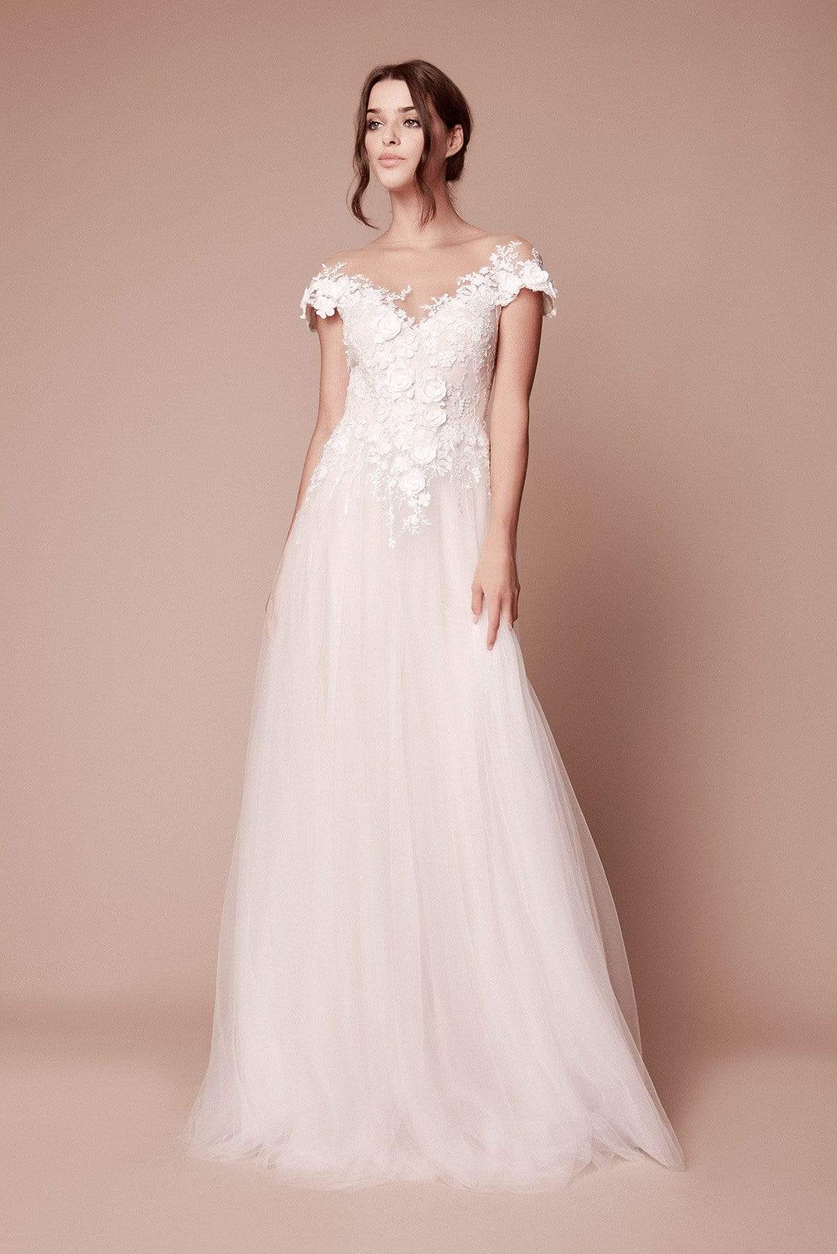 Tadashi Shoji - Duchess Floral Applique Gown Wedding Dresses