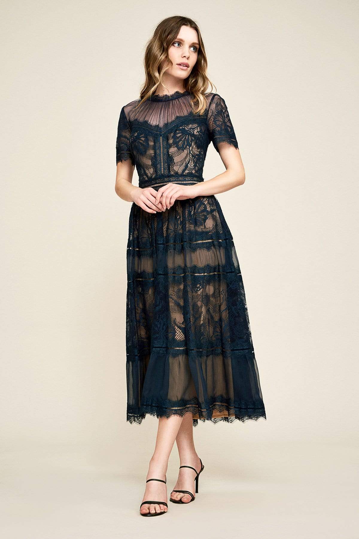 Tadashi Shoji AWI17173MD - Short Sleeve Lace Formal Dress Tadashi Shoji AWI17173MD - Short Sleeve Lace Formal Dress