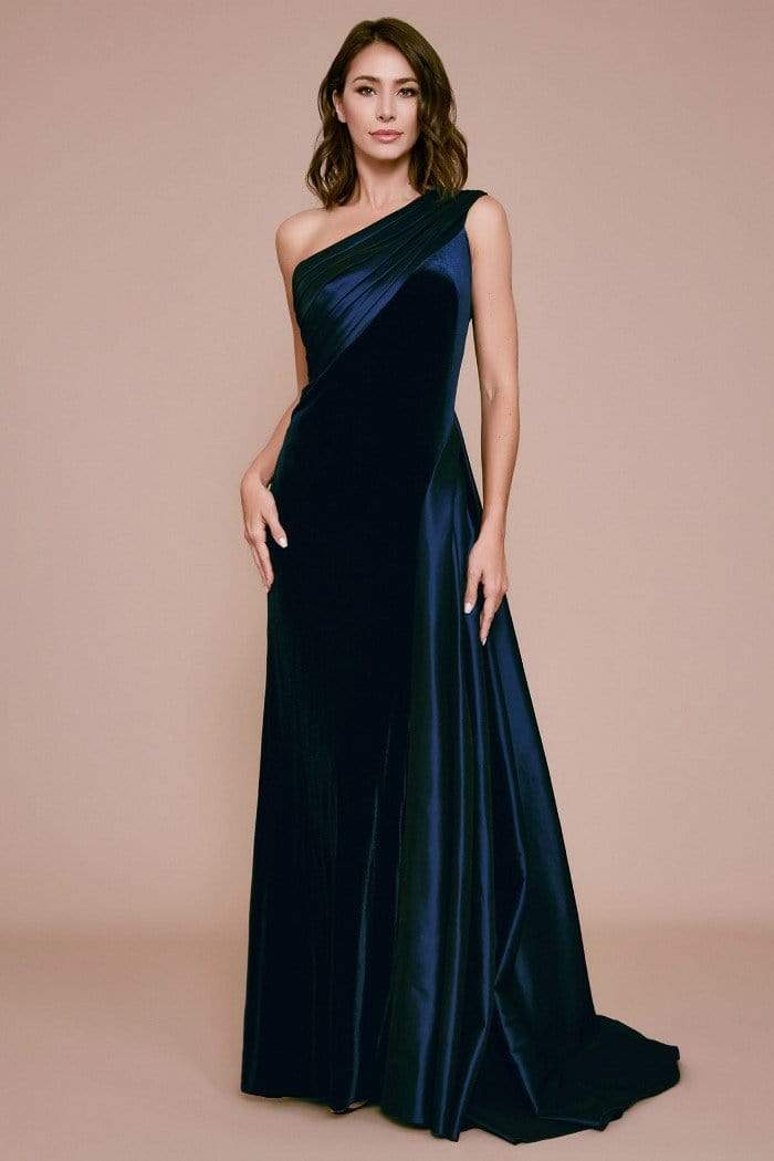 Tadashi Shoji - IRIE ONE-SHOULDER VELVET & TAFFETA GOWN Evening Dresses