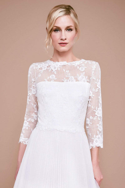 Tadashi Shoji - Keats Lace Tulle Tea-Length Dress Wedding Dresses