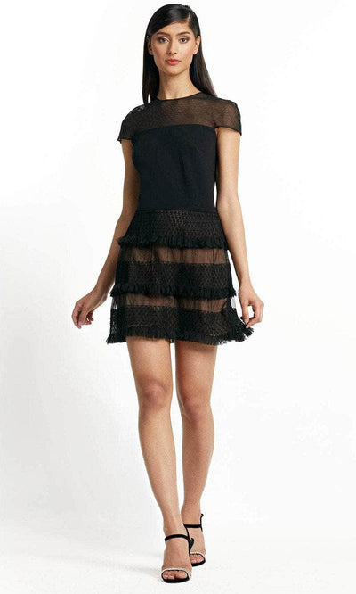Tadashi Shoji SBRJ20729S - Steffy Skater Mini Dress Cocktail Dresses 00 / Black/Nude
