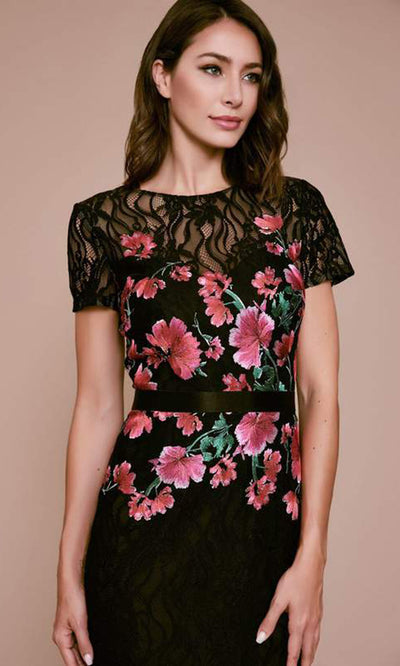 Tadashi Shoji - Seda Floral Embroidered Dress BMA19894M - 1 pc Blossom/Black In Size 10 Available CCSALE 10 / Blossom/Black