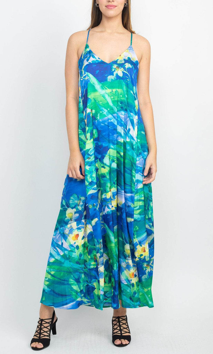 Tahari ASL 2AM095 - Long Charmeuse A-Line Dress