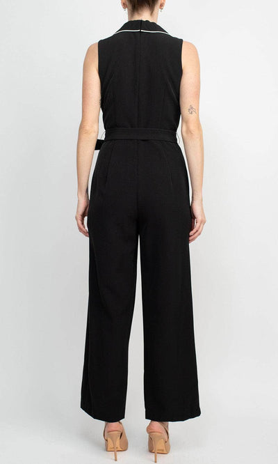 Tahari TD001031 - Collared V-Neck Scuba Jumpsuit Formal Pantsuits