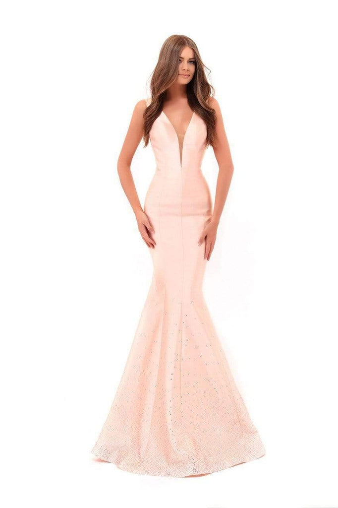 salmon mermaid dress Tarik Ediz 50229 - Long Taffeta Fabric Mermaid Dress