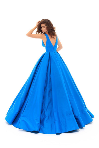 Tarik Ediz - 50402 Sleeveless V Neck Taffeta Prom Dress Prom Dresses