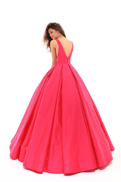 Tarik Ediz - 50402 Sleeveless V Neck Taffeta Prom Dress Prom Dresses