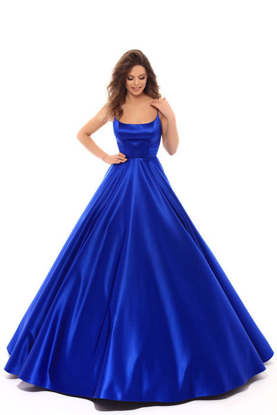 Tarik Ediz - 50403 Strappy Back Sleeveless Satin Ballgown Evening Dresses 2 / Royal Blue
