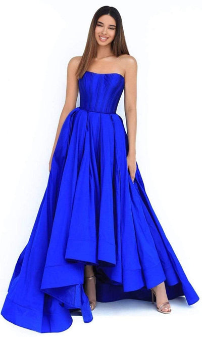 Tarik Ediz - 50870 Strapless A-Line Evening Gown Evening Dresses 2 / Royal Blue