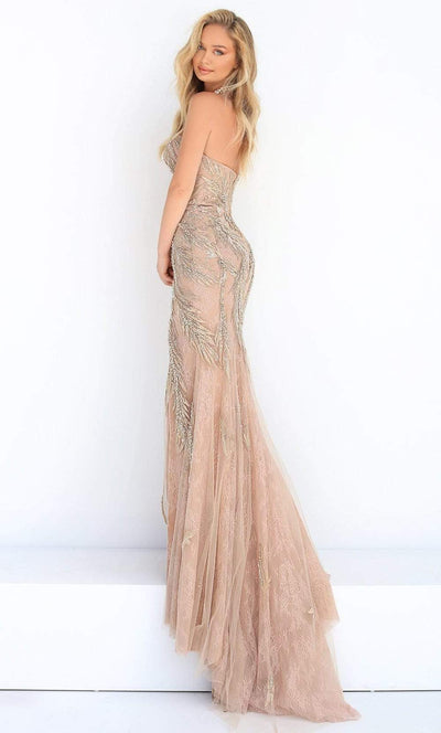 Tarik Ediz - 50878 Strapless Embroidered High Slit Gown Evening Dresses