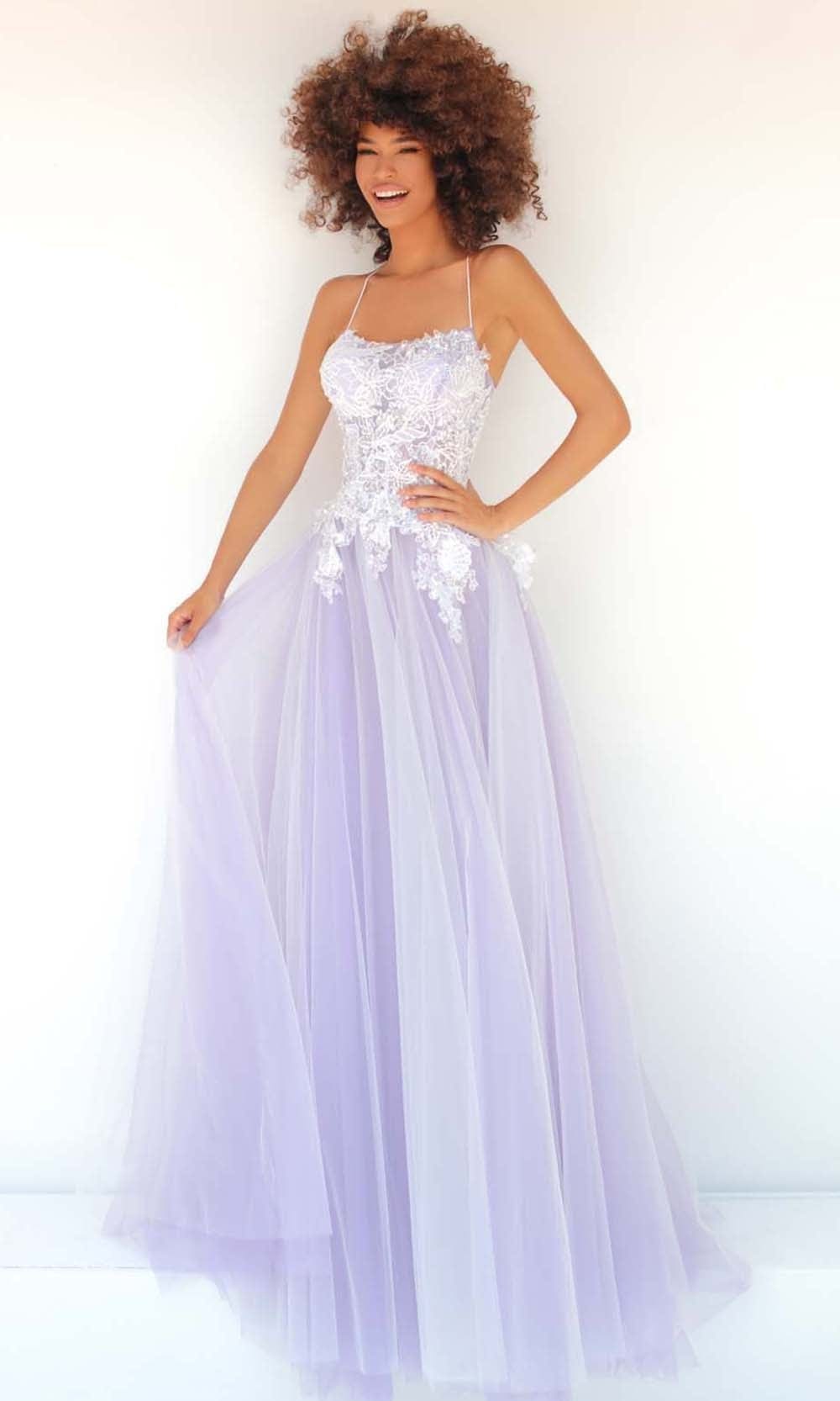 Tarik Ediz - 51008 Wide Scoop A-Line Evening Dress Prom Dresses 0 / Lilac