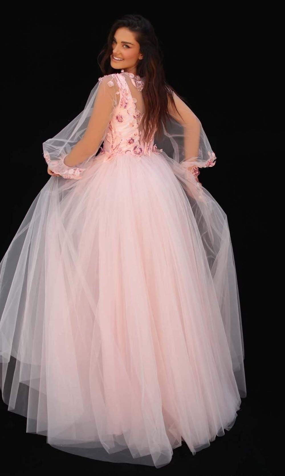 Tarik Ediz - 51033 Sheer Lace Applique Gown Evening Dresses