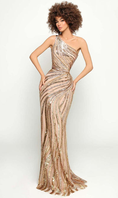 Tarik Ediz - 51141 Embellished Sheath Evening Dress Evening Dresses 0 / Gold