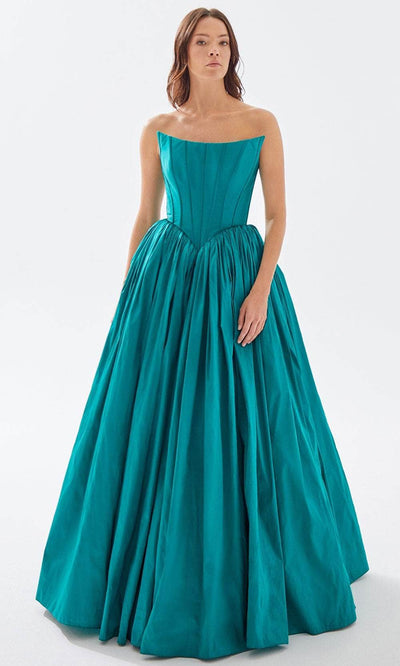 Tarik Ediz 52059 - Strapless Corset Ballgown Ball Gowns 00 / Emerald