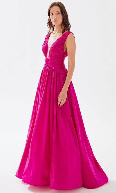 Tarik Ediz 52062 - Ruched Provocative Taffeta Gown Prom Dresses
