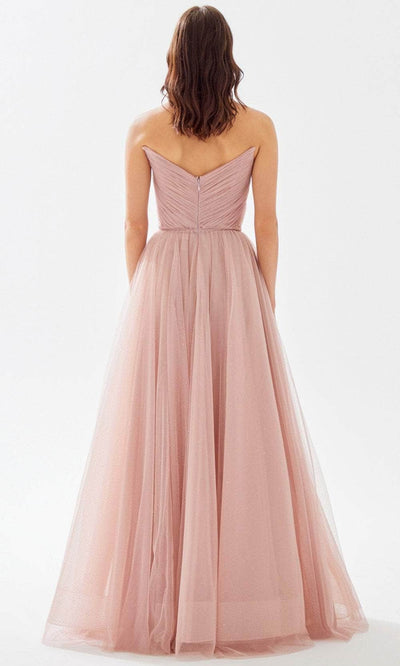 Tarik Ediz 52078 - V-Neck Ruched A-Line Prom Gown Prom Dresses