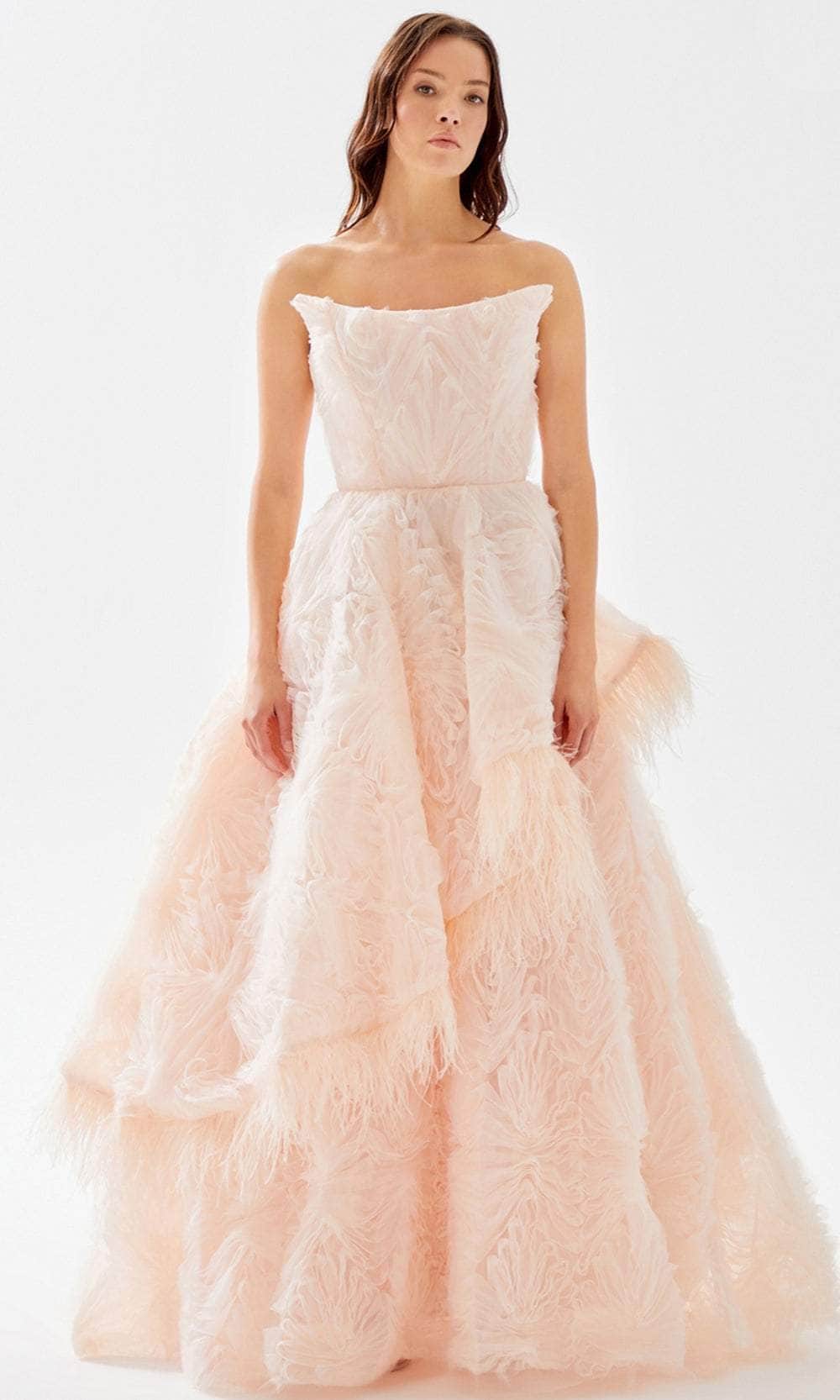 Tarik Ediz 52087 - Scoop Ruffled A-Line Prom Gown Prom Dresses 00 / Pink