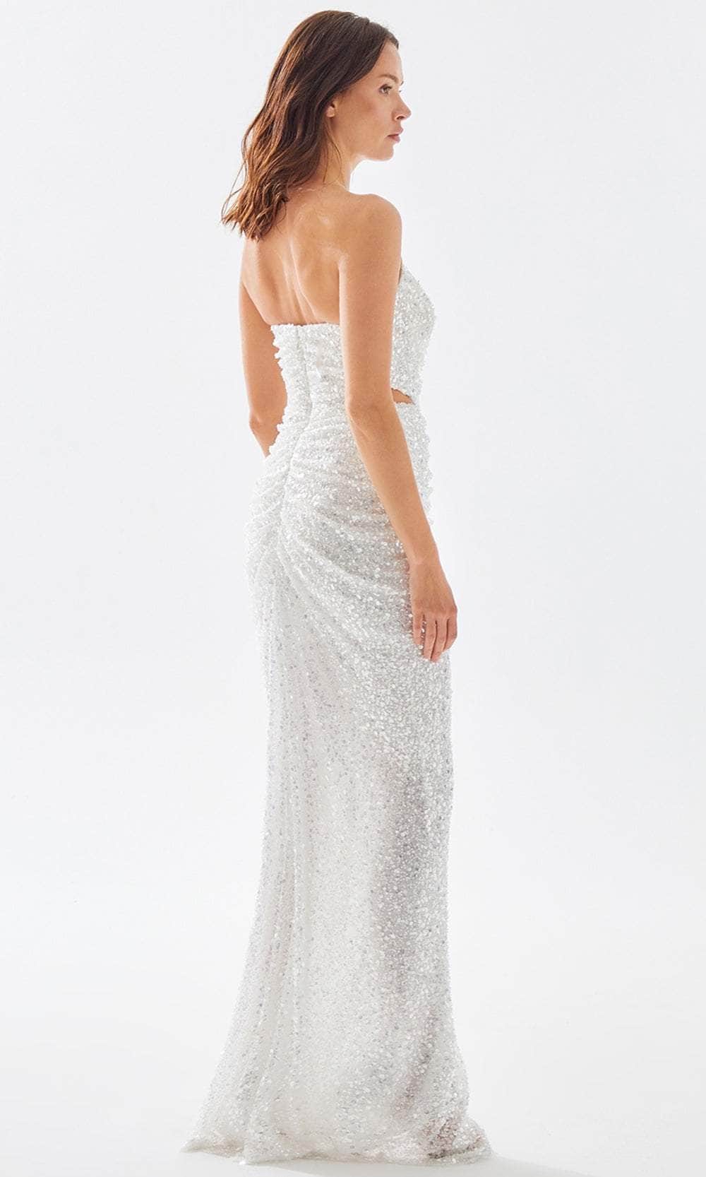 Tarik Ediz 52114 - Sequined Strapless Slit Gown Prom Dresses