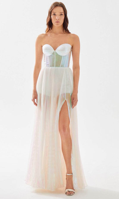 Tarik Ediz 52123 - Sweetheart Iridescent Prom Dress Prom Dresses 00 / Ivory