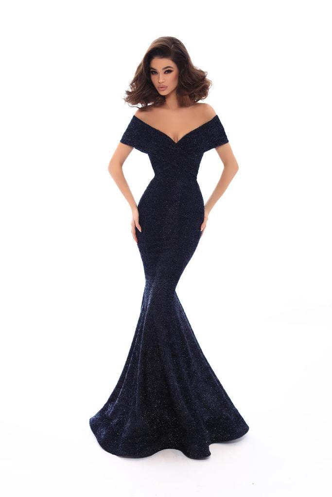 Tarik Ediz - 93636 Glitter Lace Off-Shoulder Mermaid Dress With Train Special Occasion Dress