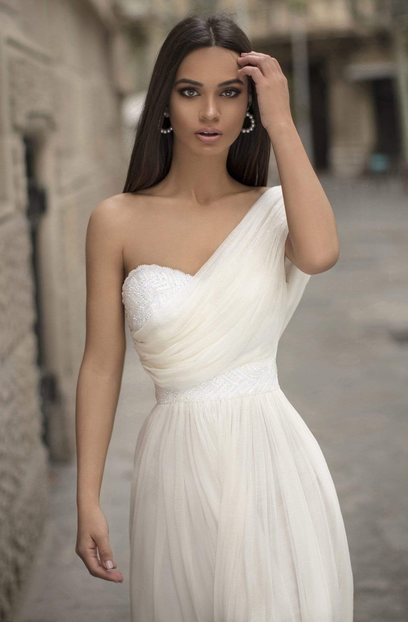 Tarik Ediz - 93814 Ruched Asymmetrical A-Line Dress Prom Dresses