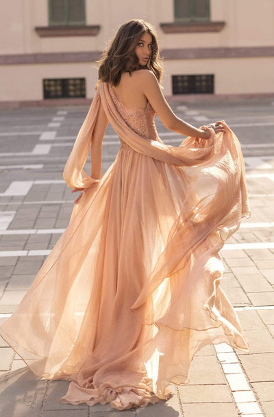 Tarik Ediz - 93924 Ruched Asymmetrical Jumpsuit with Overskirt Evening Dresses
