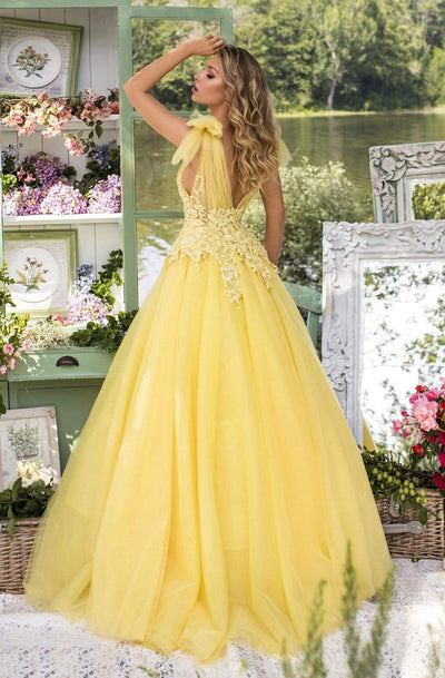Tarik Ediz - 93927 Beaded Lace Plunging V-Neck Ballgown Ball Gowns