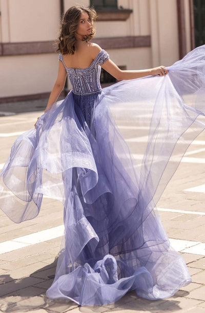 Tarik Ediz - 93936 Bedazzled Square Neck Dress With Overskirt Evening Dresses