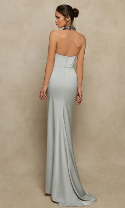 Tarik Ediz - 98017 Embellished Halter Neck Evening Dress Prom Dresses