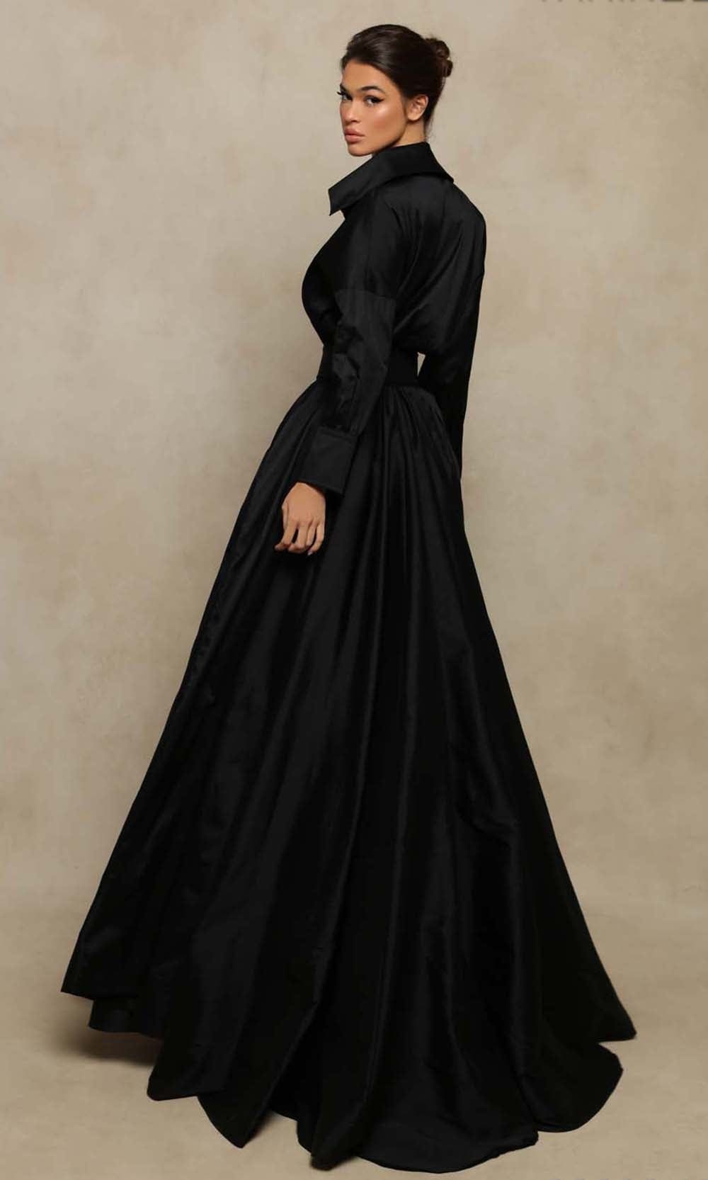 Tarik Ediz - 98099 Long Sleeve Collared A-Line Dress Evening Dresses
