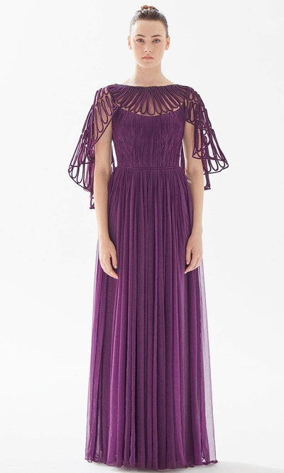 Tarik Ediz 98234 - Cape Sleeve Pleated Evening Gown Mother of the Bride Dresses