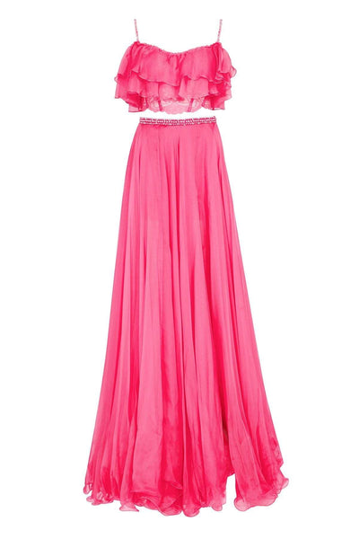 Tarik Ediz - Beaded Off The Shoulder A-line Dress 50064 Special Occasion Dress 0 / Hot Pink