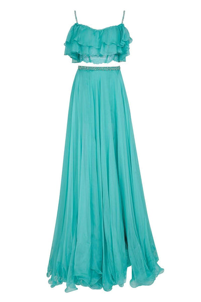 Tarik Ediz - Beaded Off The Shoulder A-line Dress 50064 Special Occasion Dress 0 / Mint