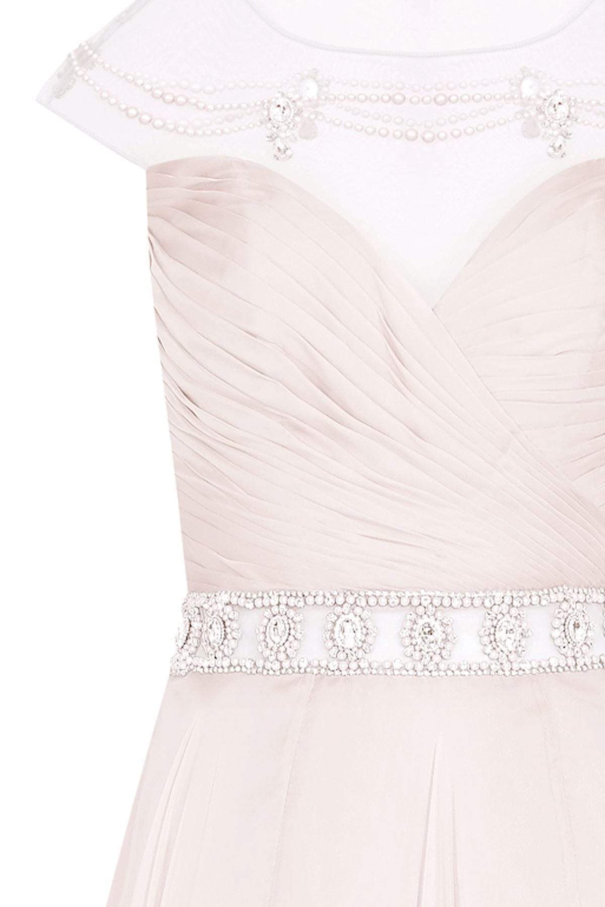 Tarik Ediz - Bejeweled A-line Gown 50091 Special Occasion Dress 0 / Light Pink
