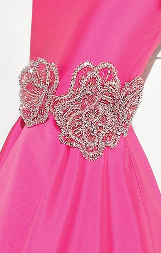 Tarik Ediz Cap Sleeved Deep V-Neck Mermaid Gown 92729 - 1 pc Fuchsia in Size 8 Available CCSALE 8 / Fuchsia