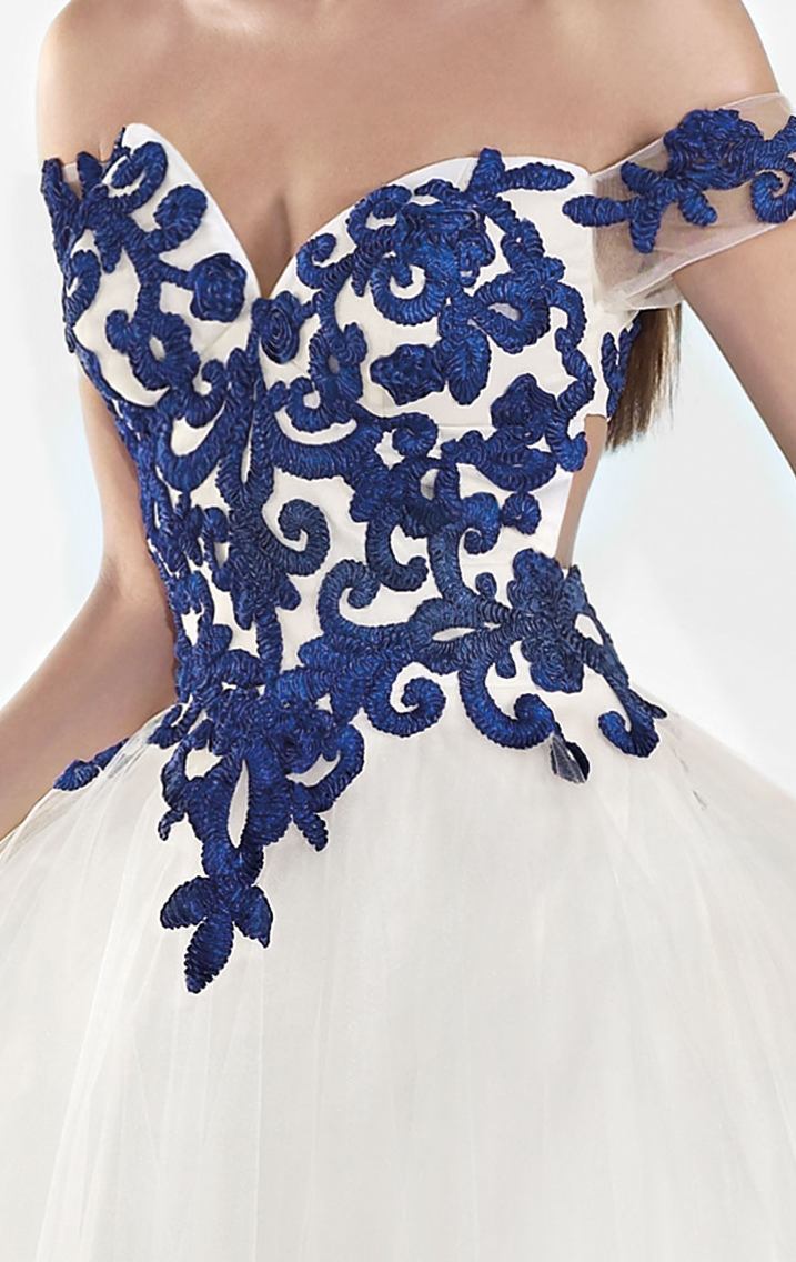 Tarik Ediz - Off the Shoulder Filigree Patterned Tulle Gown 92613 Special Occasion Dress