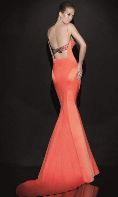 Tarik Ediz - 92488SC Sweetheart Sculpted Mermaid Gown In Orange