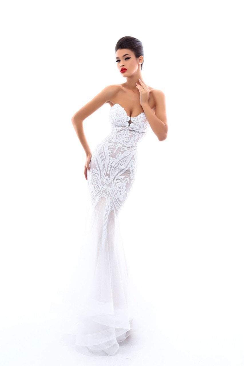 Tarik Ediz Sexy Strapless Embellished Trumpet Gown 50323 CCSALE 10 / Black