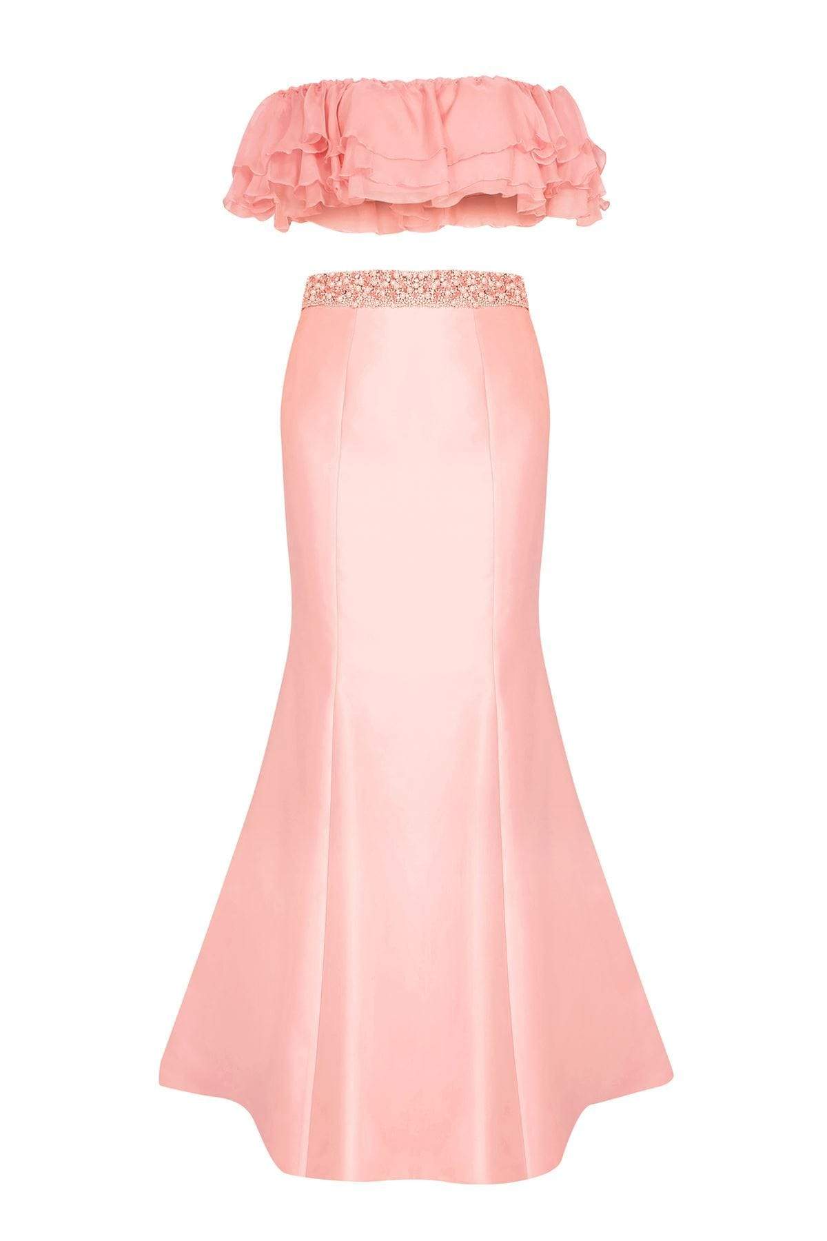 Tarik Ediz - Two-Piece Mermaid Dress 50086 Special Occasion Dress 0 / Peach Nectar