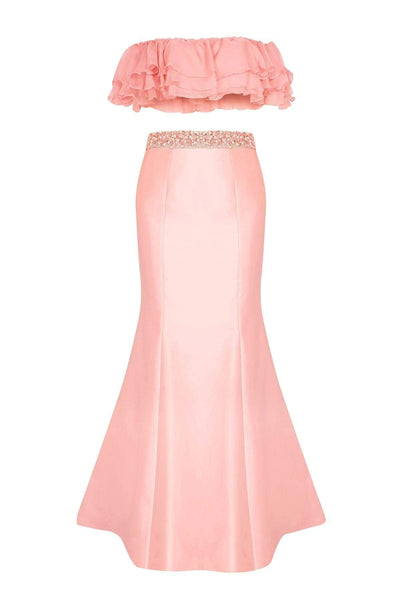 Tarik Ediz - Two-Piece Mermaid Dress 50086 Special Occasion Dress 0 / Peach Nectar